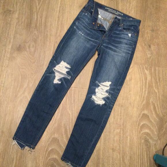 American Eagle high-rise button front denim jeans 00 - Picture 2 of 7